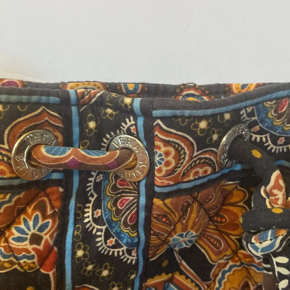 Vera Bradley Kensington paisley brown drawstring backpack book bag purse retired